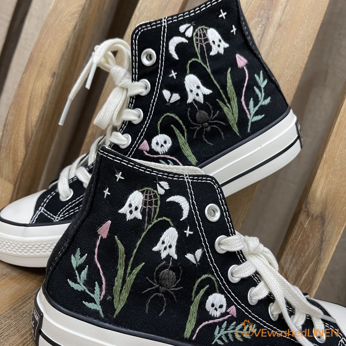 Custom Converse Chuck Taylor Embroidered/ Ghost Embroidered Converse/ Halloween Vibes Embroidered Sneakers