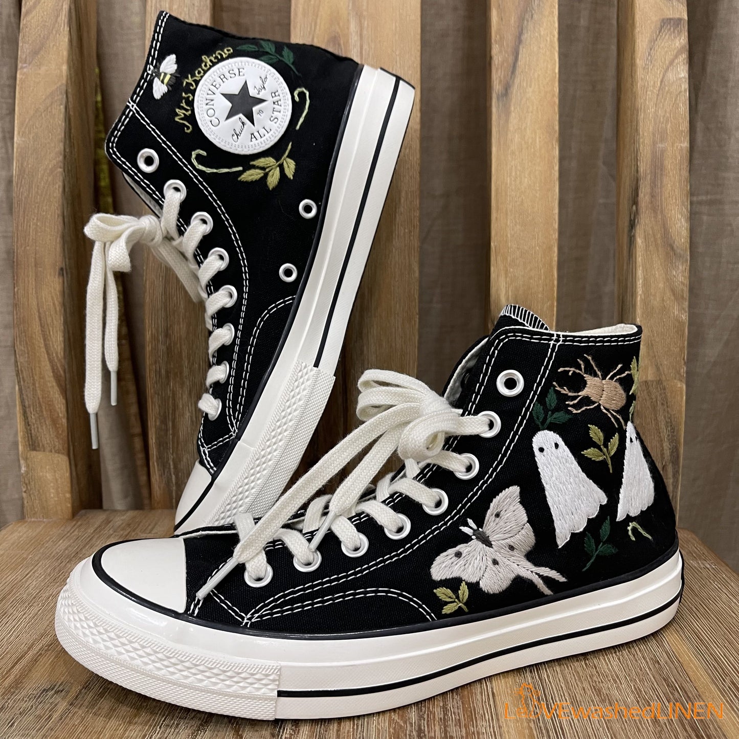 Custom Converse Chuck Taylor Embroidered/ Ghost Embroidered Converse/ Halloween Vibes Embroidered Sneakers