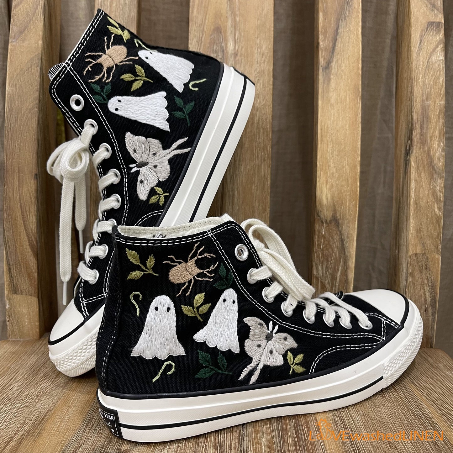 Custom Converse Chuck Taylor Embroidered/ Ghost Embroidered Converse/ Halloween Vibes Embroidered Sneakers