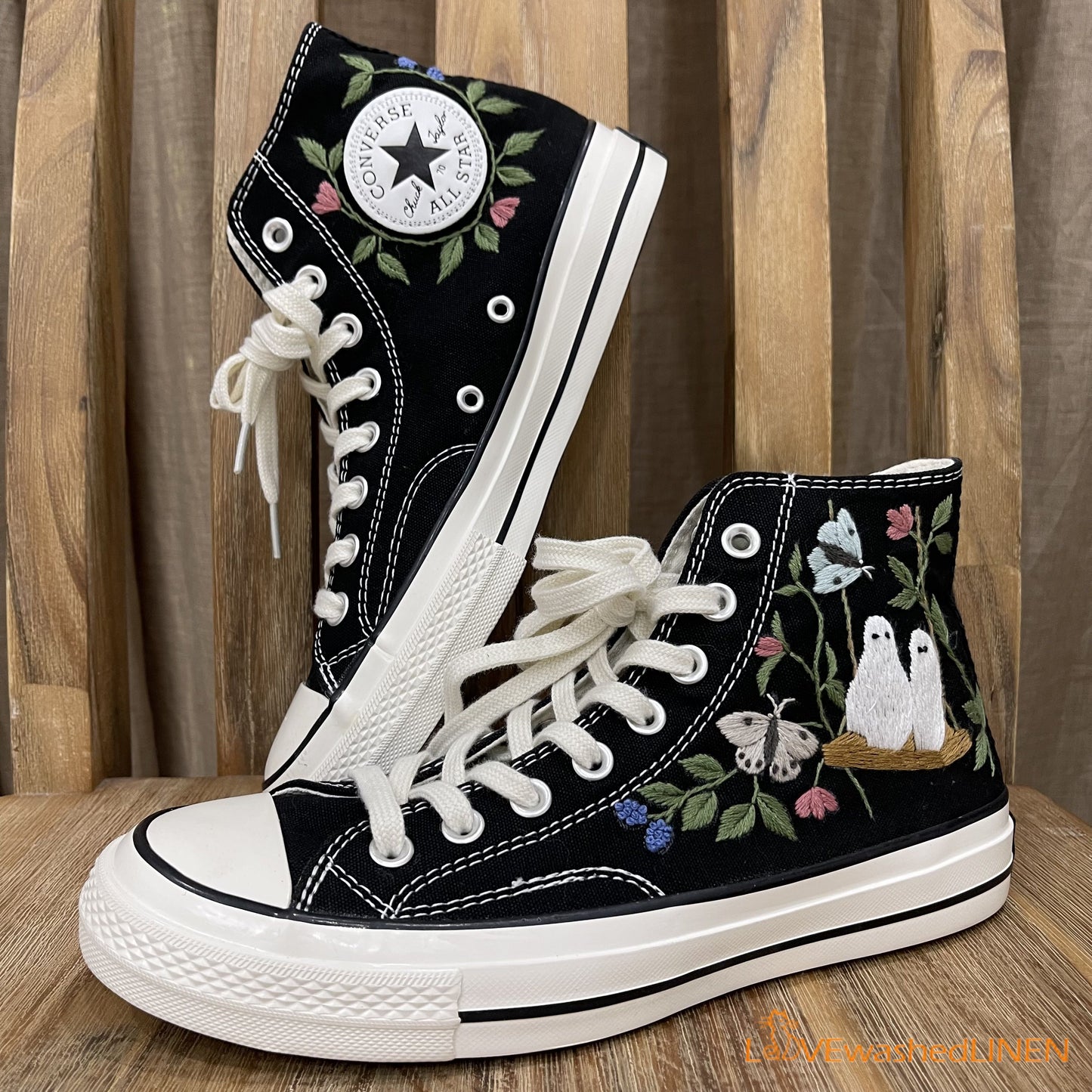 Custom Converse Chuck Taylor Embroidered/ Ghost Embroidered Converse/ Halloween Vibes Embroidered Sneakers