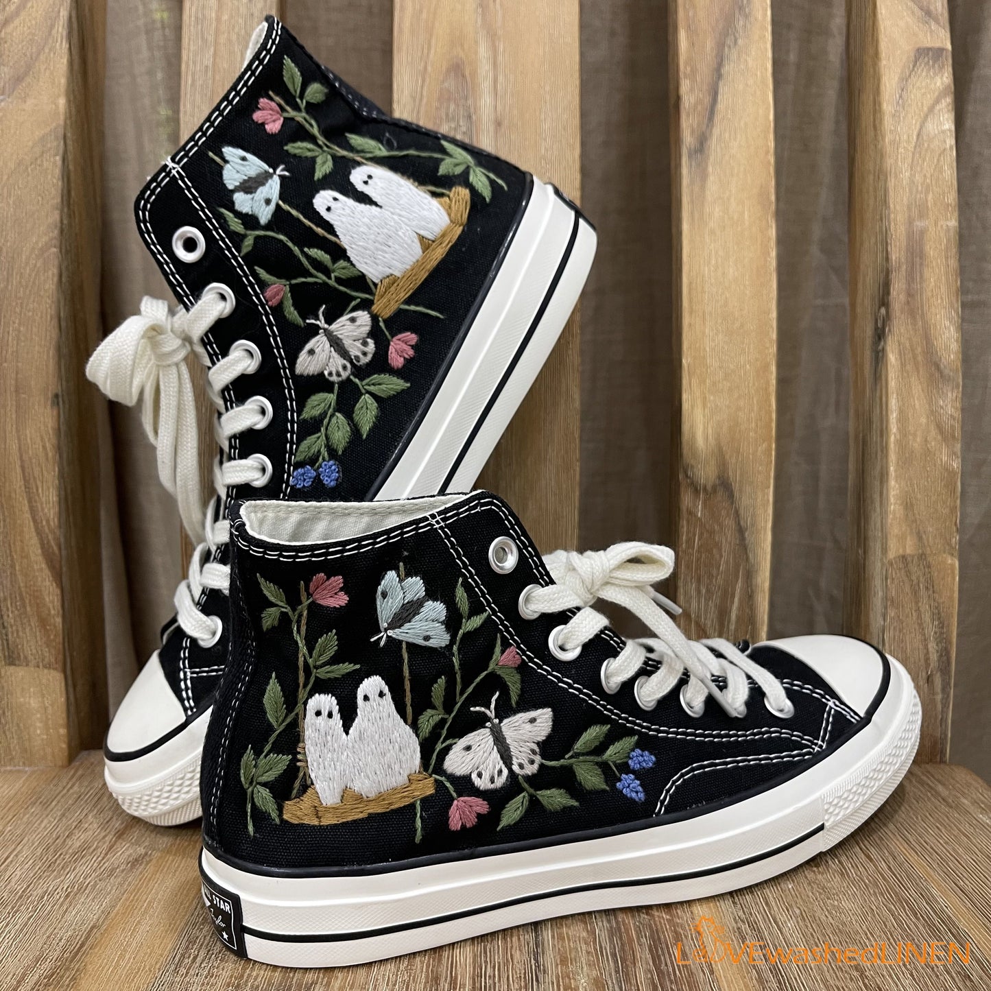 Custom Converse Chuck Taylor Embroidered/ Ghost Embroidered Converse/ Halloween Vibes Embroidered Sneakers