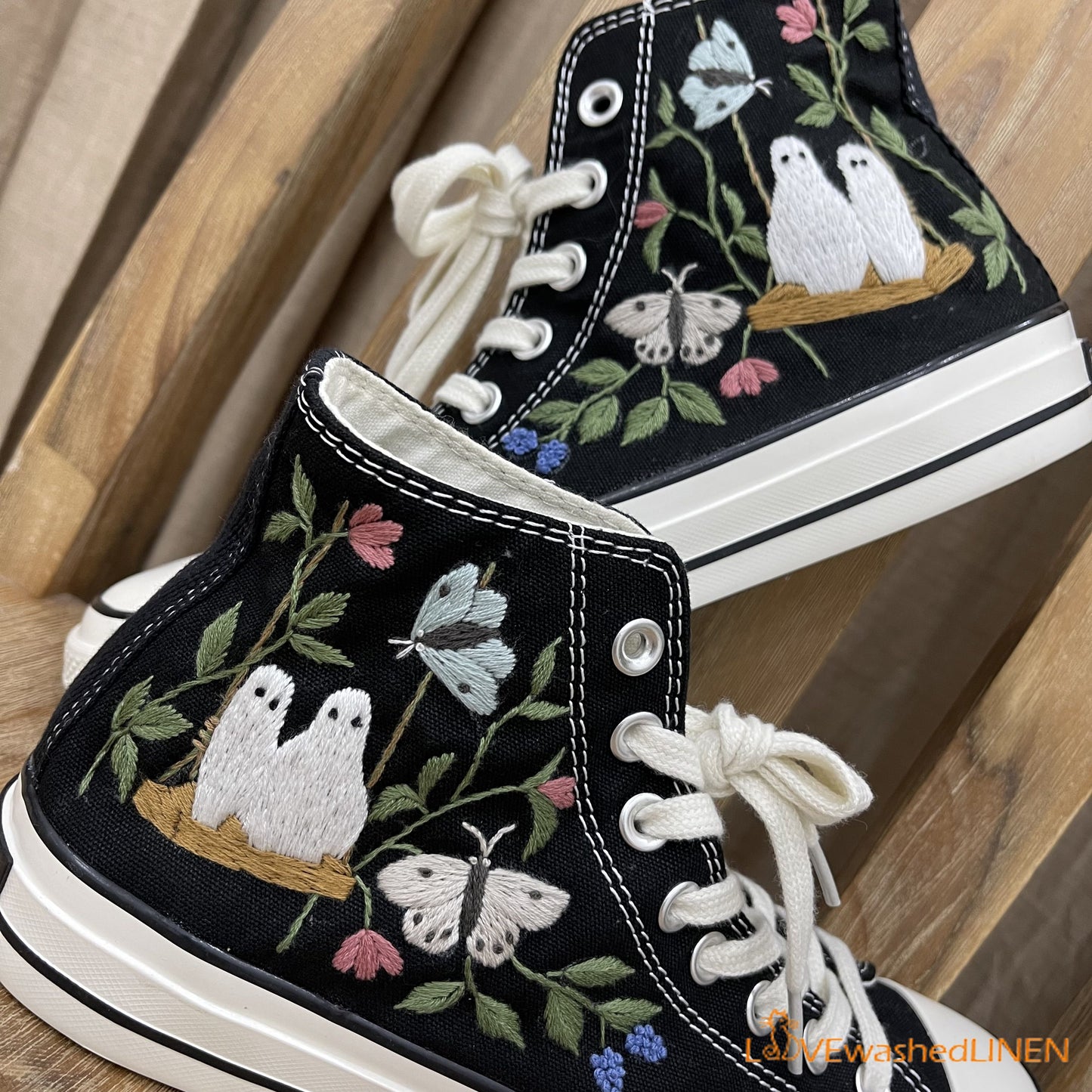 Custom Converse Chuck Taylor Embroidered/ Ghost Embroidered Converse/ Halloween Vibes Embroidered Sneakers