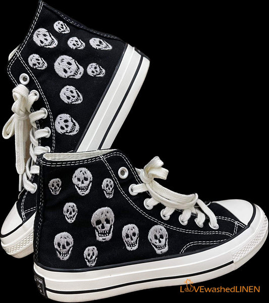 Custom Converse Chuck Taylor Embroidered Custom/Skulls Embroidered Converse Shoes/Skull Embroidered Sneaker Custom/Skull Shoes