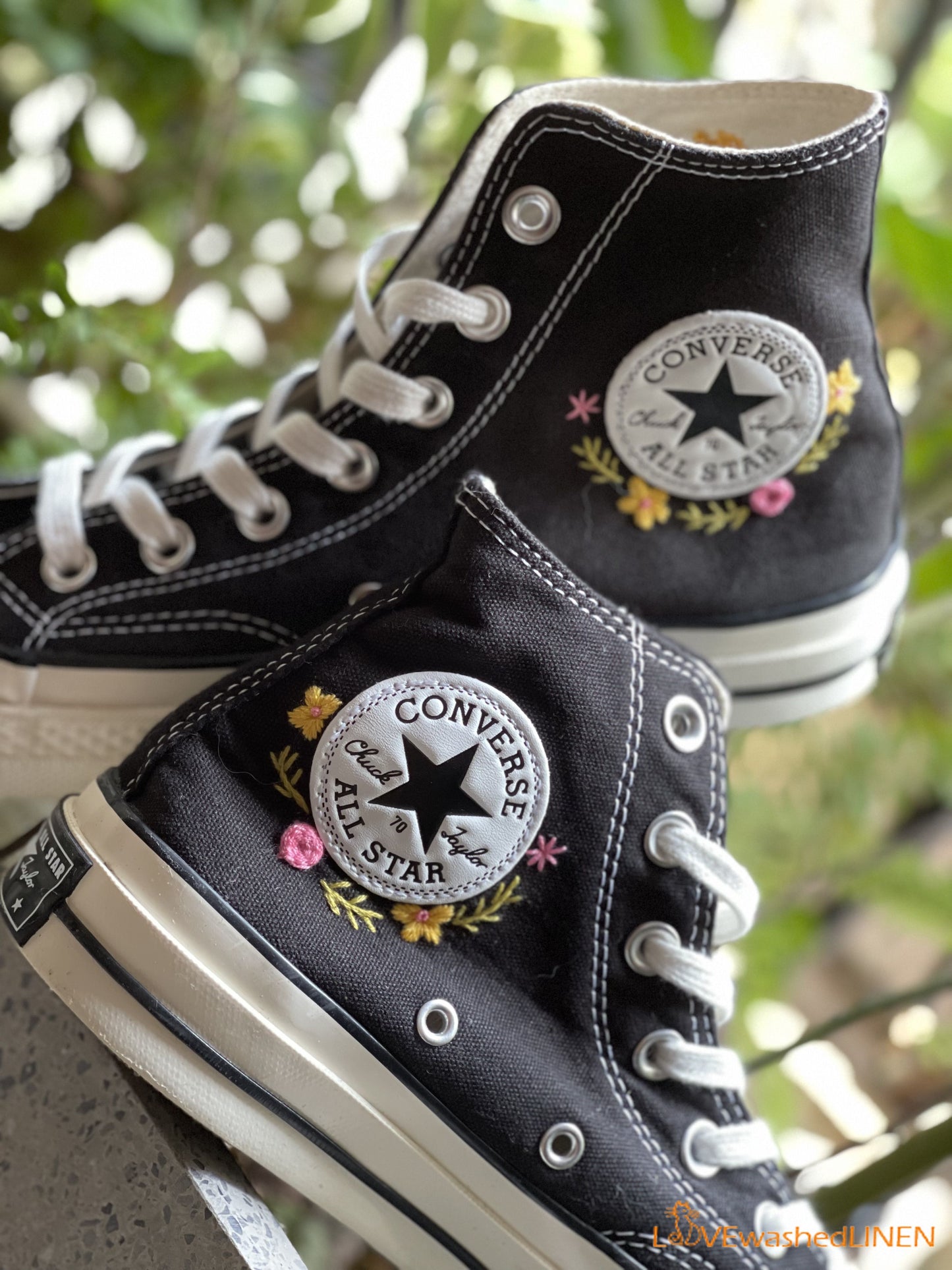 Custom Converse Chuck Taylor Embroidered Colorful Tree/ Embroidered Converse Custom Wedding Flowers