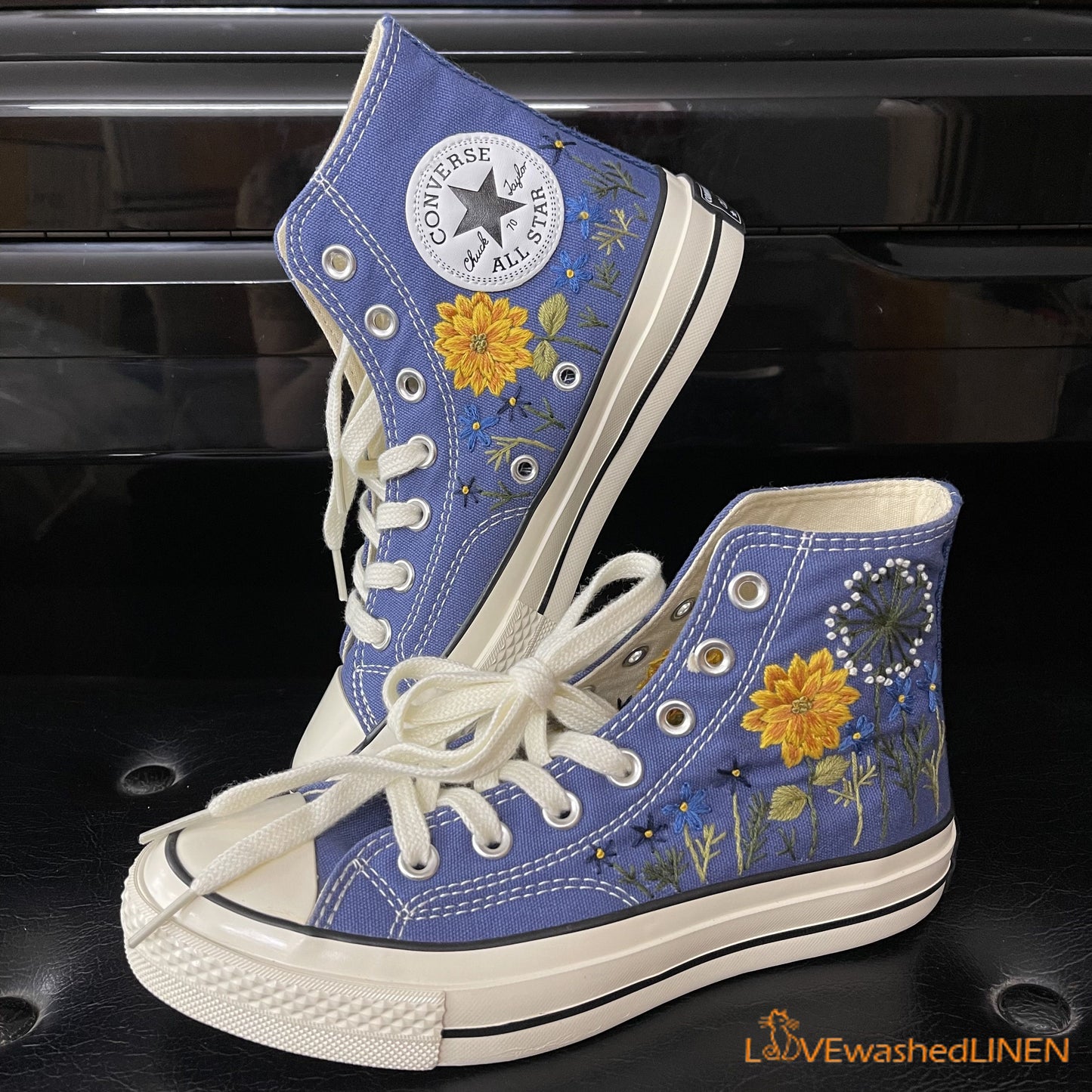 Custom Converse Chuck Taylor Flowers Embroidered Sneaker/ Wedding Flowers Embroidered Convesre/ Sunflower Embroidered Converse