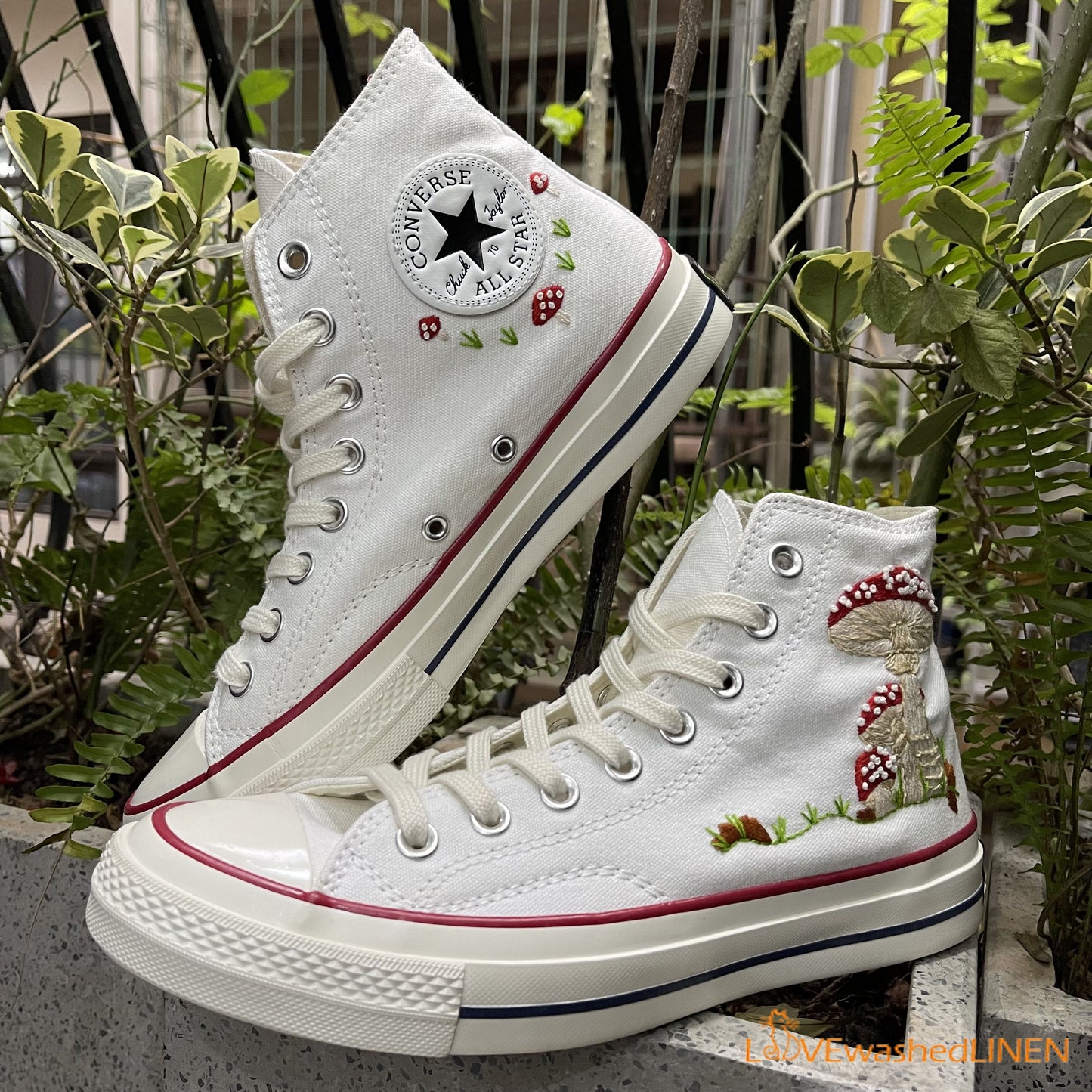 Custom Converse Chuck Taylor Mushrooms Embroidered Converse Shoes/ Mushrooms Embroidered Converse Custom/ Mushrooms Embroidered Sneakers