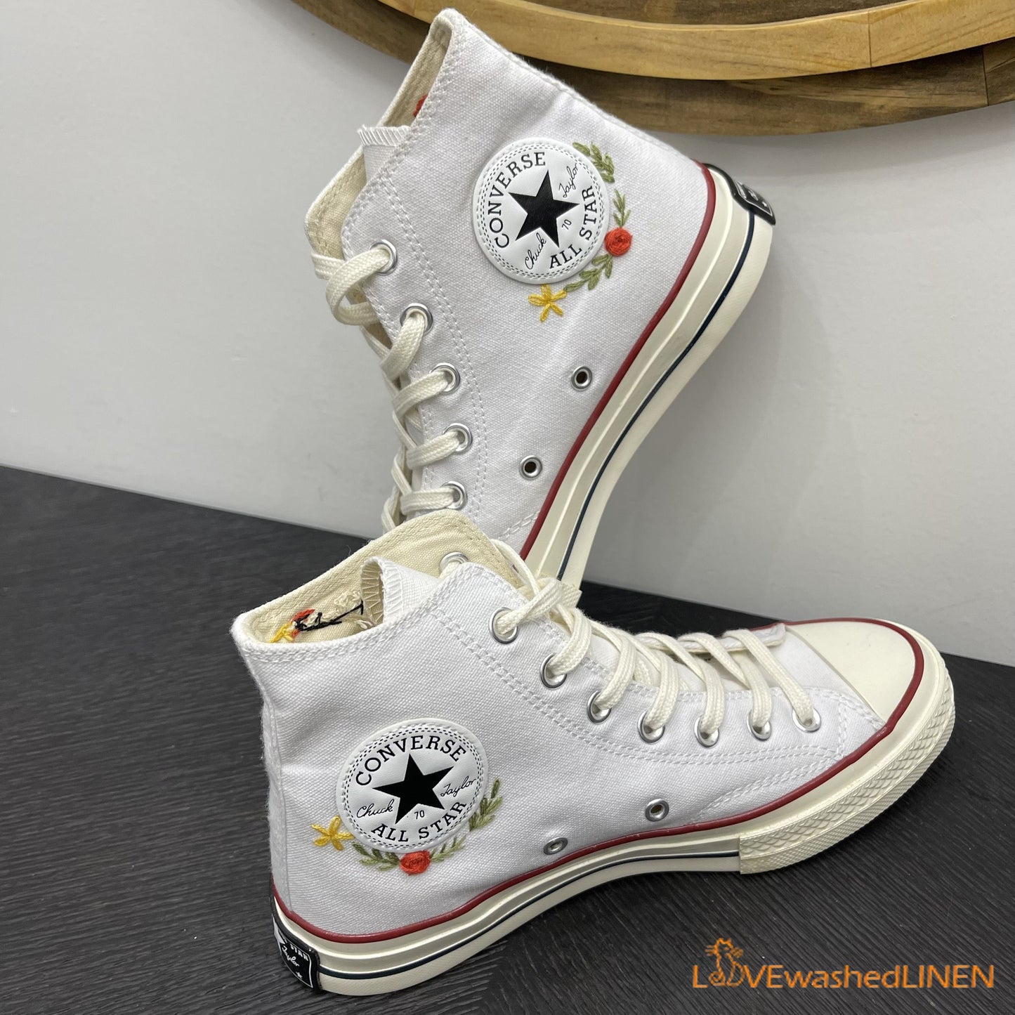 Custom Converse Chuck Taylor Embroidered Red-crowned Cranes Converse/ Embroidered Converse Custom /Wedding Embroidered Shoes