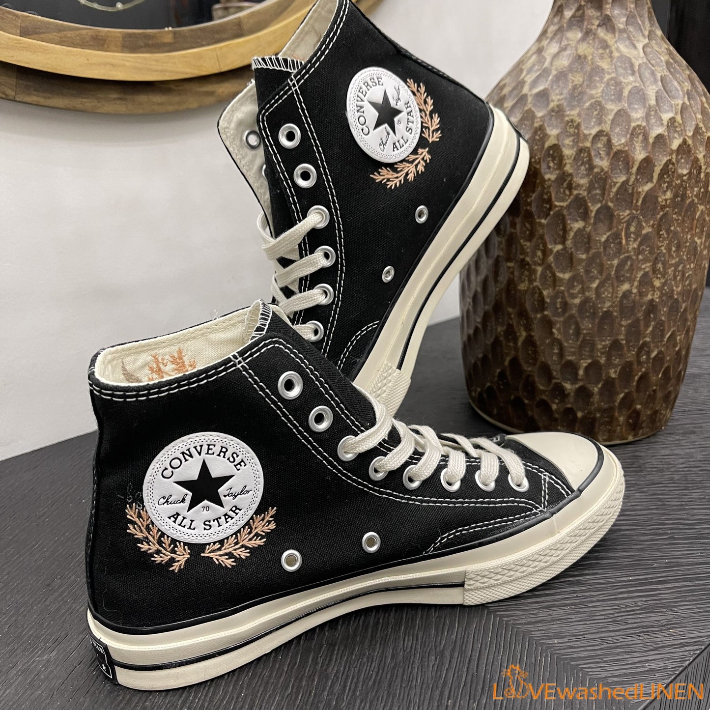 Custom Embroidered Converse High Tops Chuck Taylor 1970s/ Embroidered Snake Converse/ Custom Converse Chuck Taylor Embroidered Snake