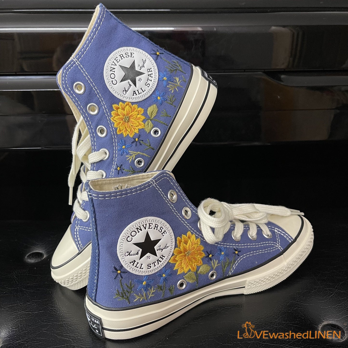 Custom Converse Chuck Taylor Flowers Embroidered Sneaker/ Wedding Flowers Embroidered Convesre/ Sunflower Embroidered Converse