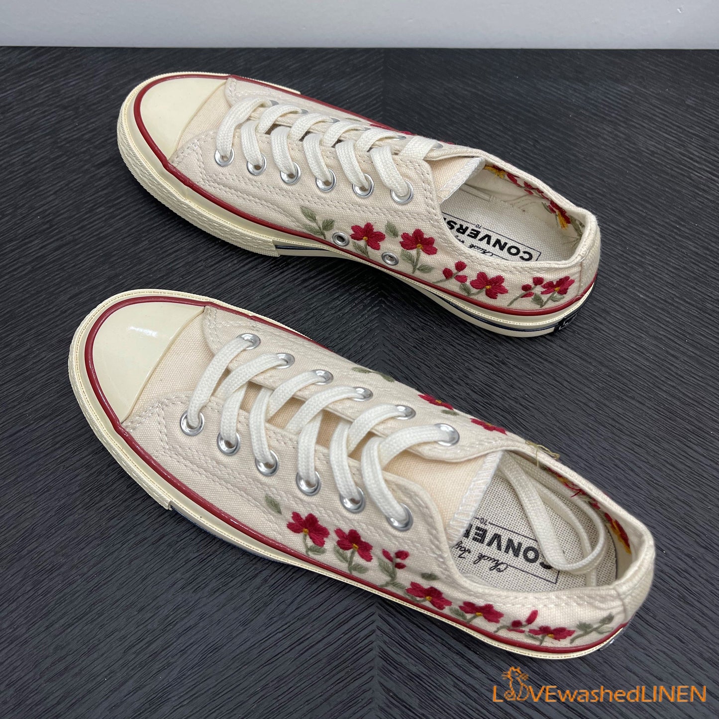 Embroidered Converse/ Custom Converse Chuck Taylor Embroidered Cherry Blossom Flower/ Embroidered Cherry Blossom Converse Low Tops