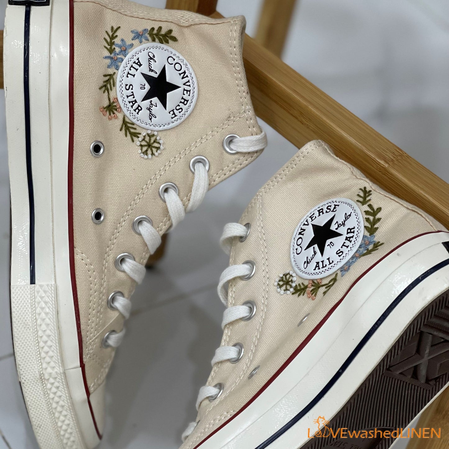 Custom Converse Chuck Taylor Embroidered Dandelion Flower/ Embroidered Converse Custom Wedding Flowers