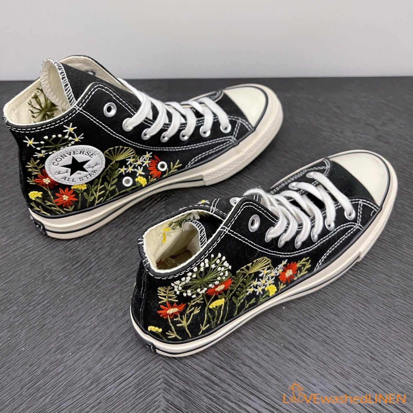 Custom Converse Chuck Taylor Embroidered Garden Flowers Convese Shoes/ Embroidered Converse Custom Wedding Flowers