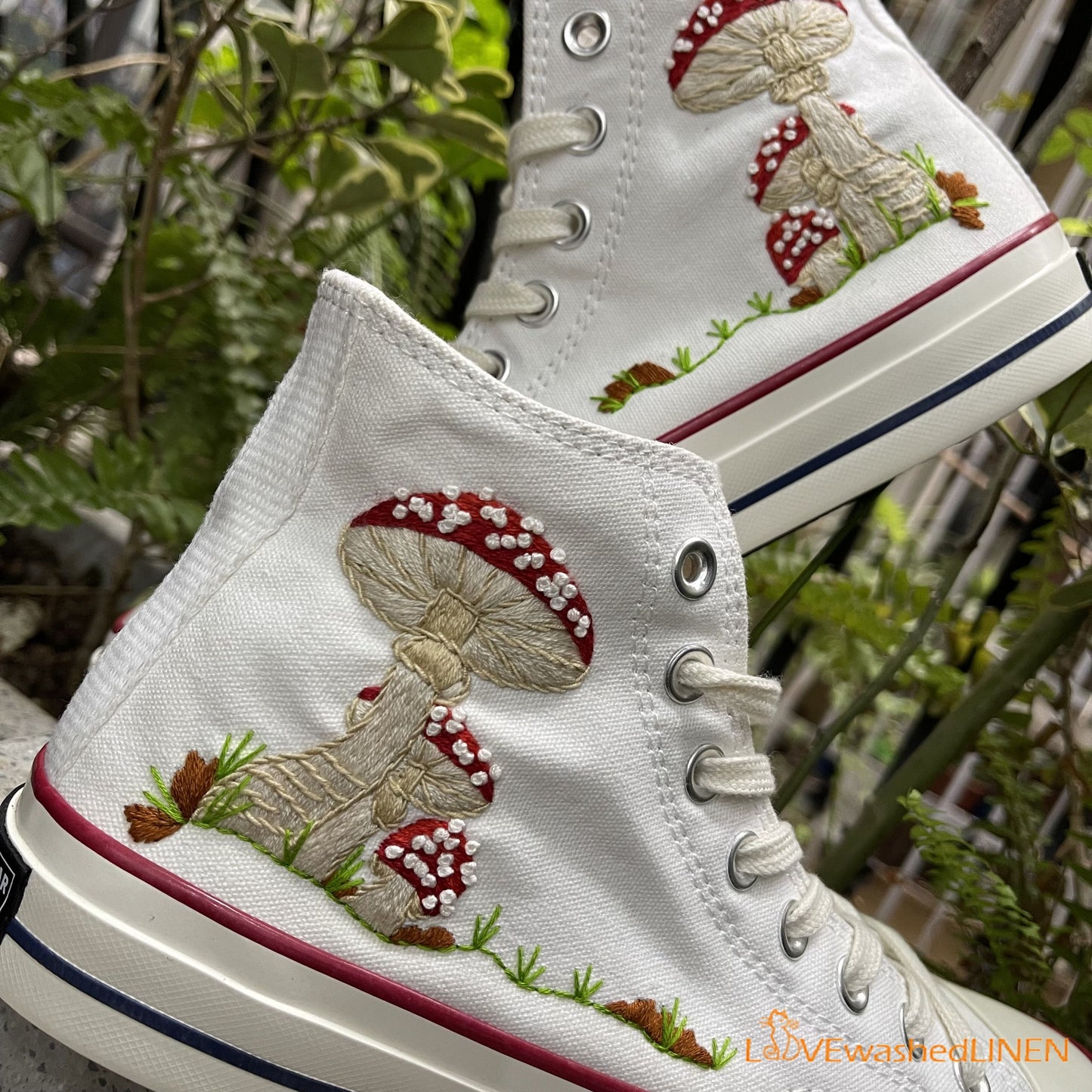 Custom Converse Chuck Taylor Mushrooms Embroidered Converse Shoes/ Mushrooms Embroidered Converse Custom/ Mushrooms Embroidered Sneakers