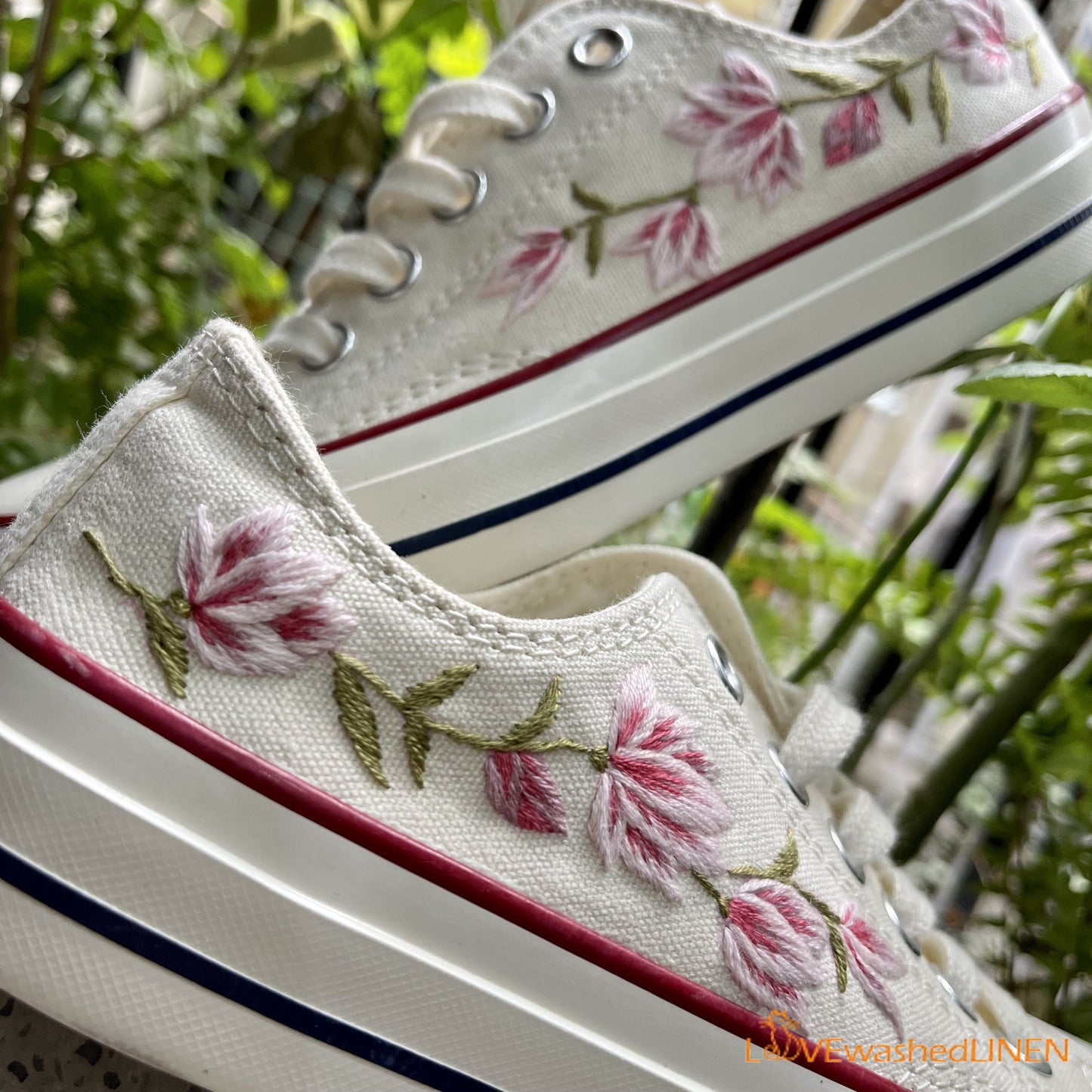 Embroidered Converse/ Custom Converse Chuck Taylor Magnolia Embroidered/ Magnolia Embroidered Converse Low Tops/ Embroidered Sneakers