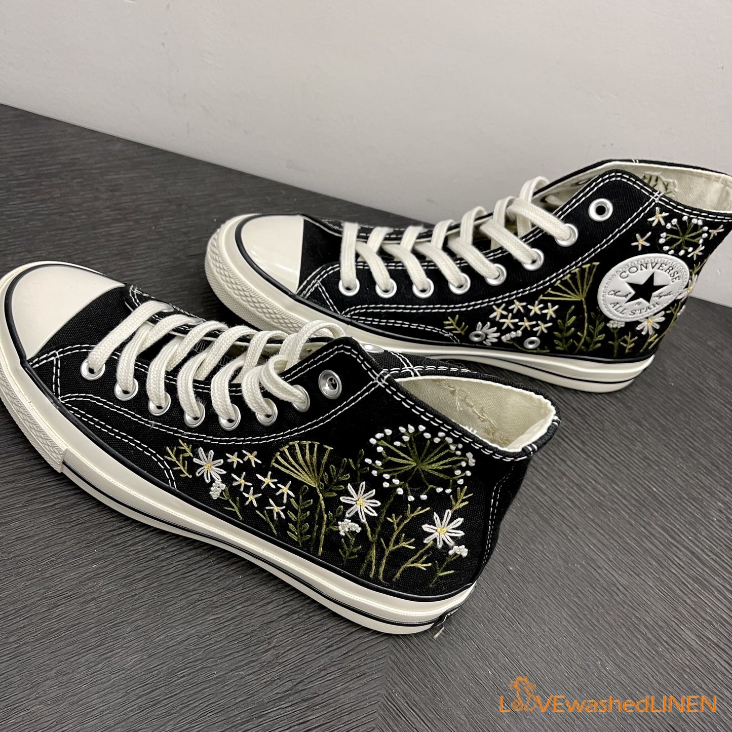 Custom Converse Chuck Taylor Embroidered Garden Flowers Convese Shoes/ Embroidered Converse Custom Wedding Flowers