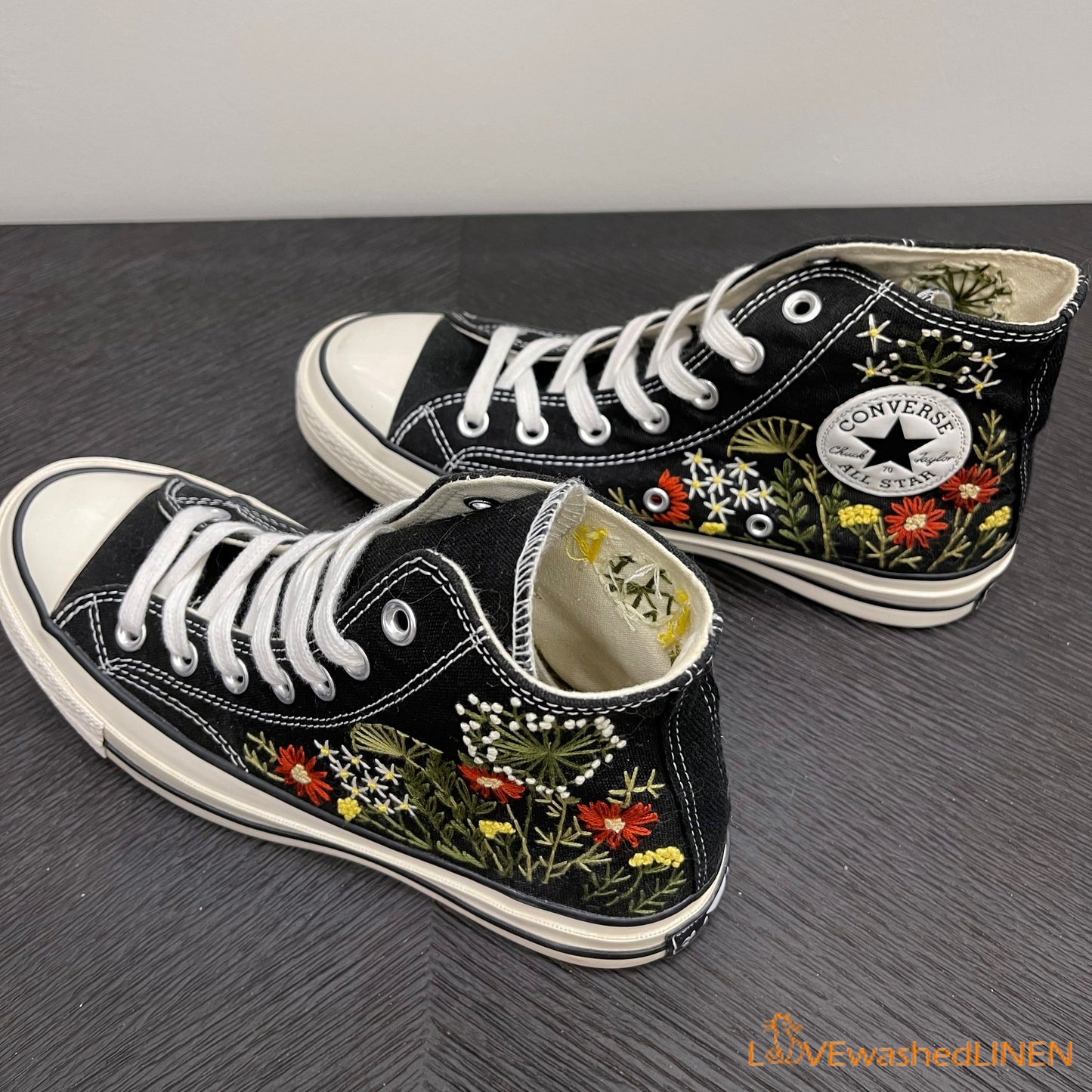 Custom Converse Chuck Taylor Embroidered Garden Flowers Convese Shoes/ Embroidered Converse Custom Wedding Flowers