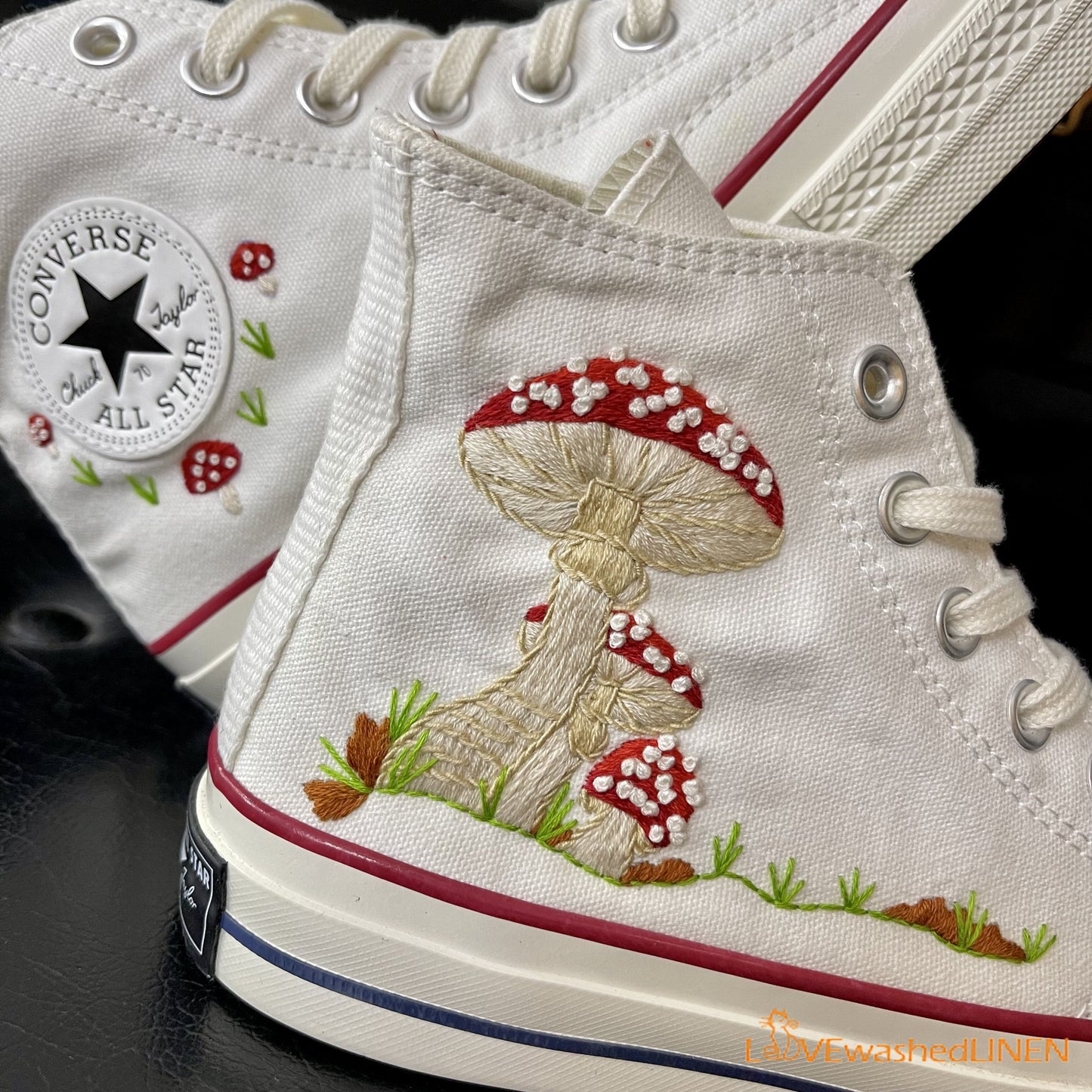 Custom Converse Chuck Taylor Mushrooms Embroidered Converse Shoes/ Mushrooms Embroidered Converse Custom/ Mushrooms Embroidered Sneakers