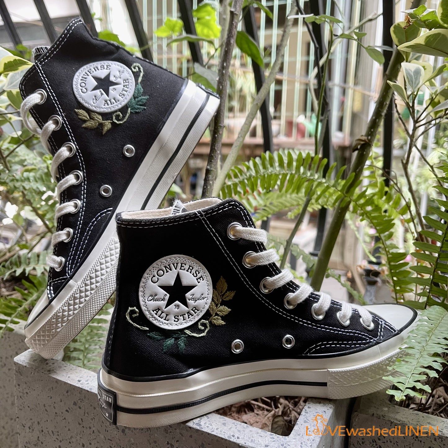 Custom Converse Chuck Taylor Embroidered ghosts and mushrooms Converse Shoes/ Embroidered Converse Custom