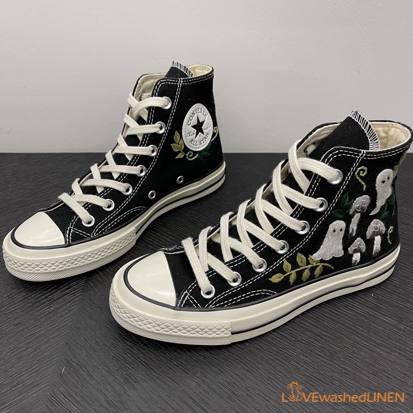 Custom Converse Chuck Taylor Embroidered ghosts and mushrooms Converse Shoes/ Embroidered Converse Custom