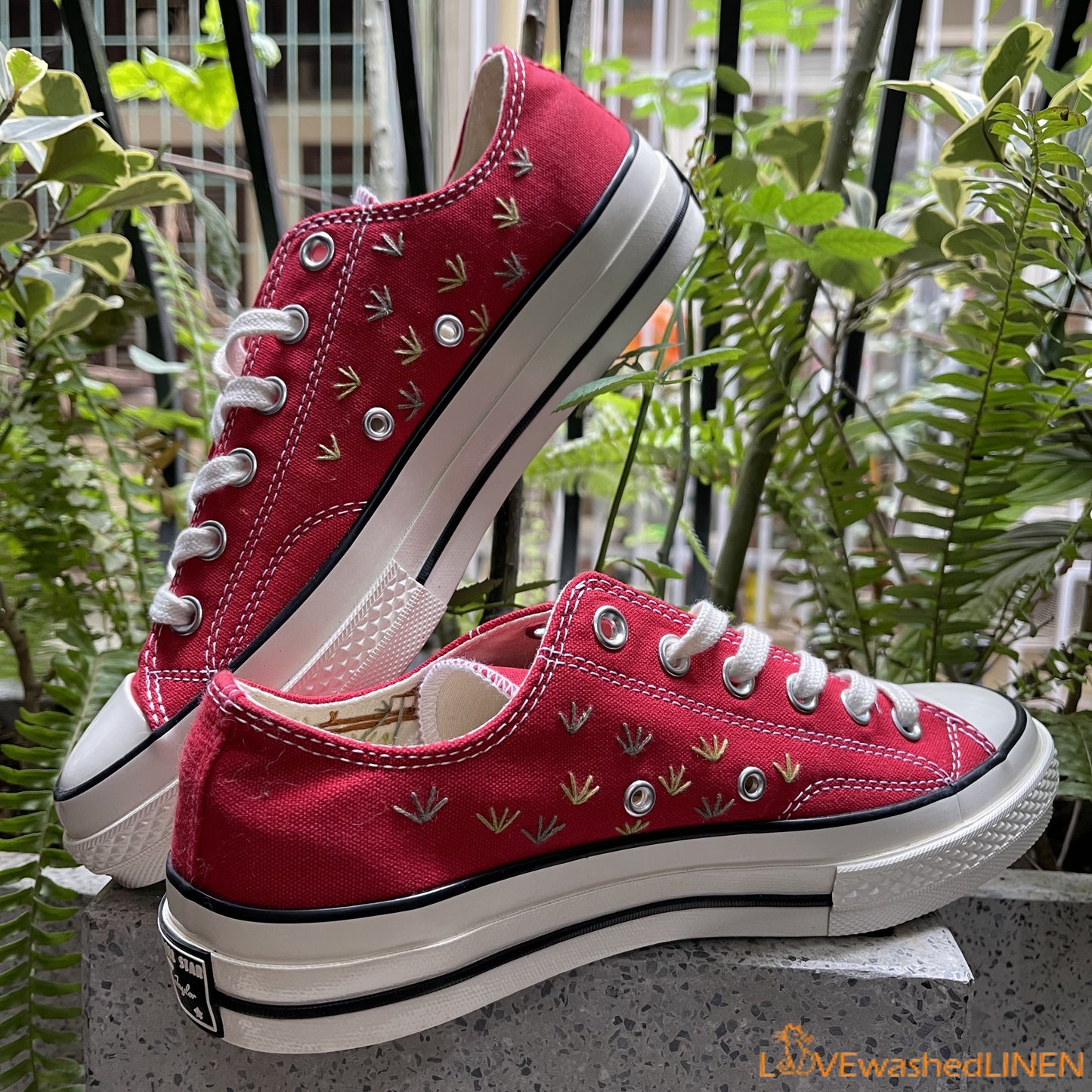 Embroidered Converse/ Custom Converse Chuck Taylor Embroidered Lambs/ Embroidered Converse Low Tops / Embroidered Lambs Sneakers