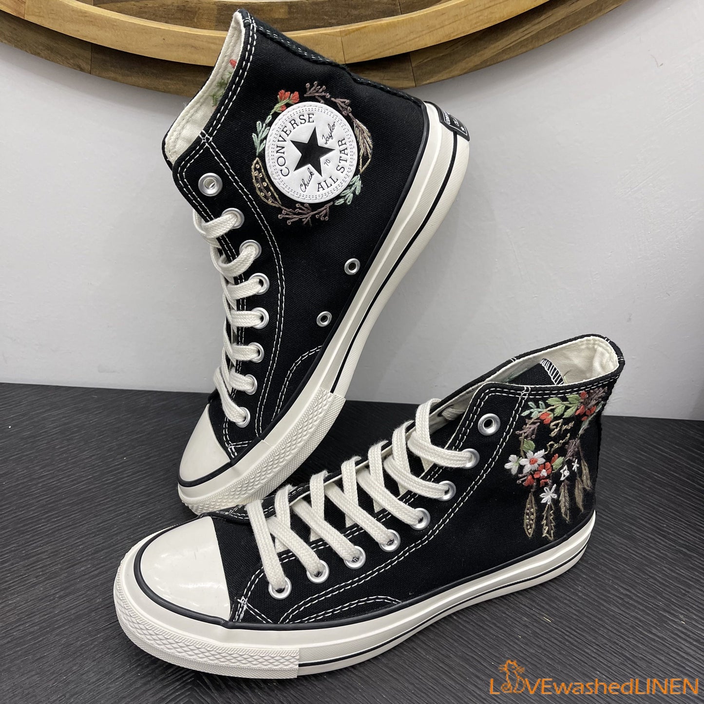 Custom Converse Chuck Taylor/ Garden Flowers Embroidered Convesre/ Dreamcatcher Embroidered Sneakers/Dreamcatcher Embroidered Convesre