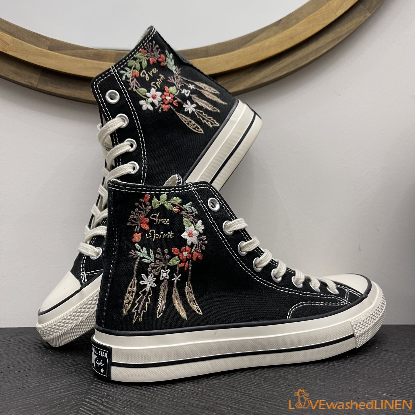 Custom Converse Chuck Taylor/ Garden Flowers Embroidered Convesre/ Dreamcatcher Embroidered Sneakers/Dreamcatcher Embroidered Convesre