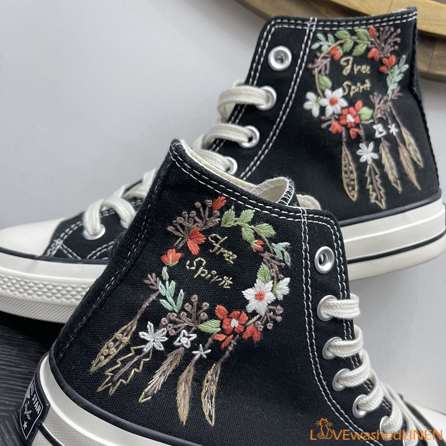 Custom Converse Chuck Taylor/ Garden Flowers Embroidered Convesre/ Dreamcatcher Embroidered Sneakers/Dreamcatcher Embroidered Convesre