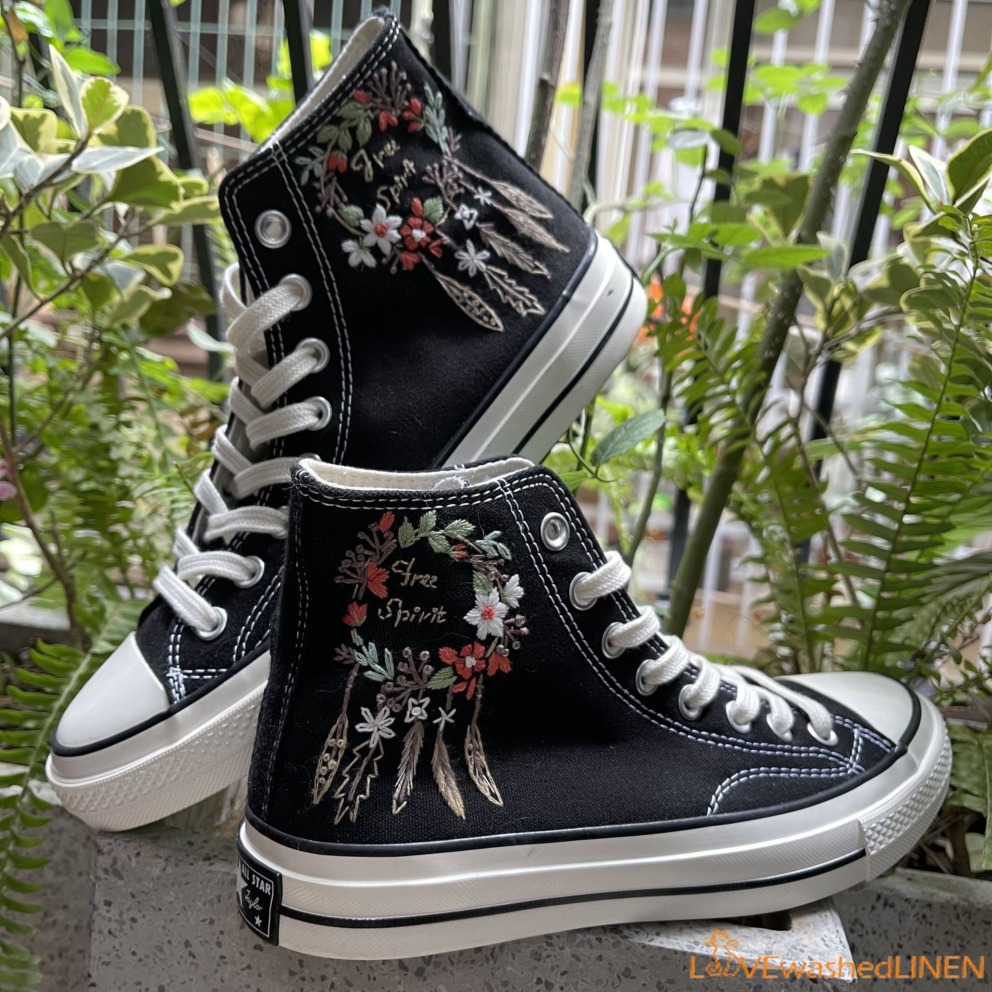 Custom Converse Chuck Taylor/ Garden Flowers Embroidered Convesre/ Dreamcatcher Embroidered Sneakers/Dreamcatcher Embroidered Convesre