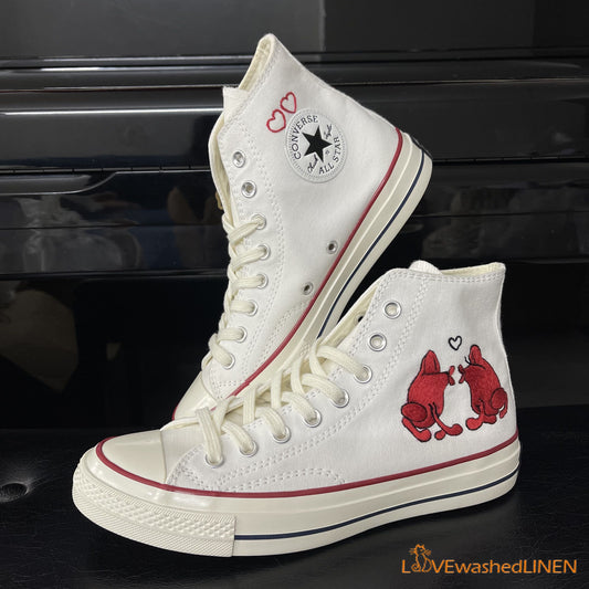 Custom Converse Chuck Taylor/ Frogs Embroidered Converse Shoes/ Frogs Embroidered Sneaker/ Wedding Lovers Frog Embroidered Shoes