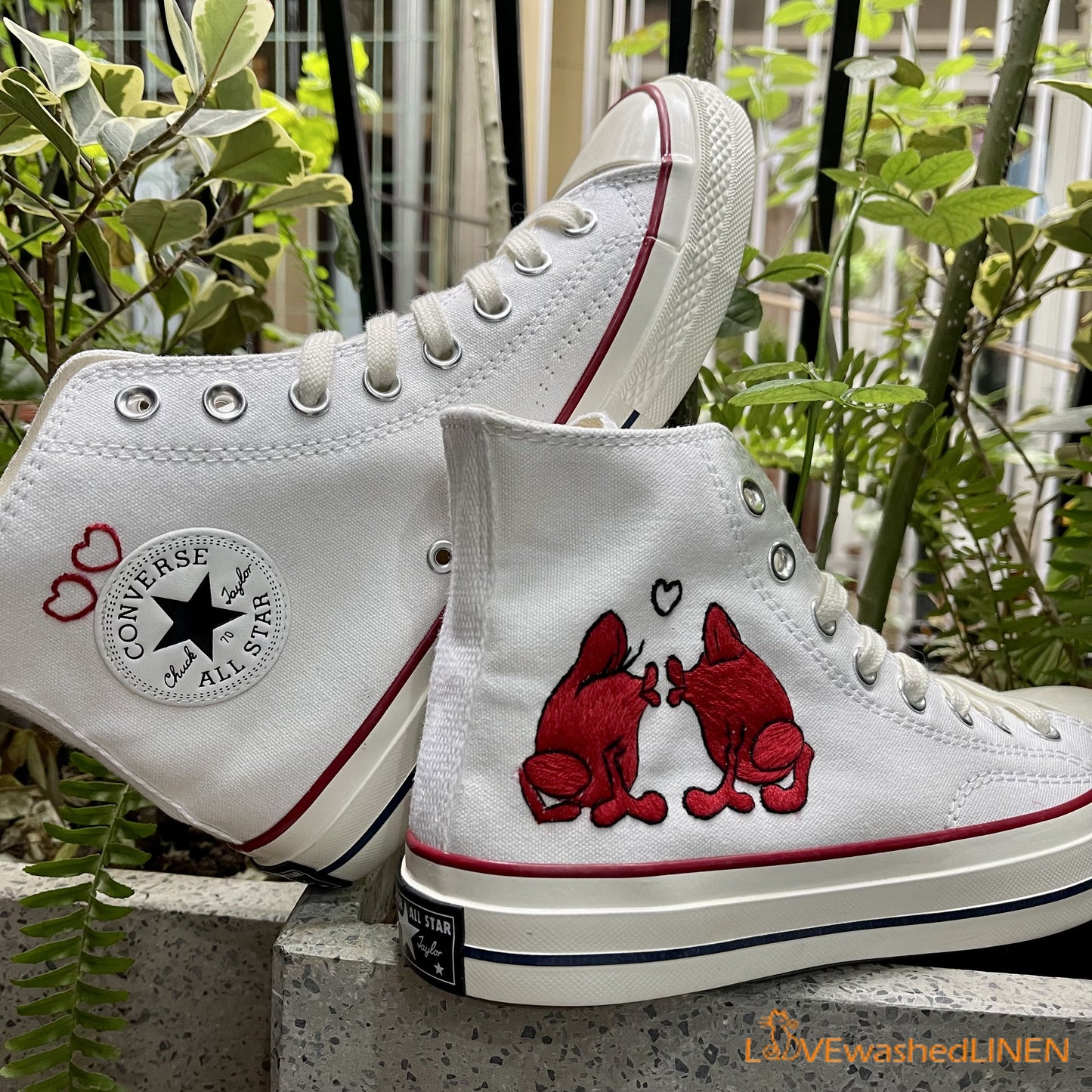 Custom Converse Chuck Taylor/ Frogs Embroidered Converse Shoes/ Frogs Embroidered Sneaker/ Wedding Lovers Frog Embroidered Shoes