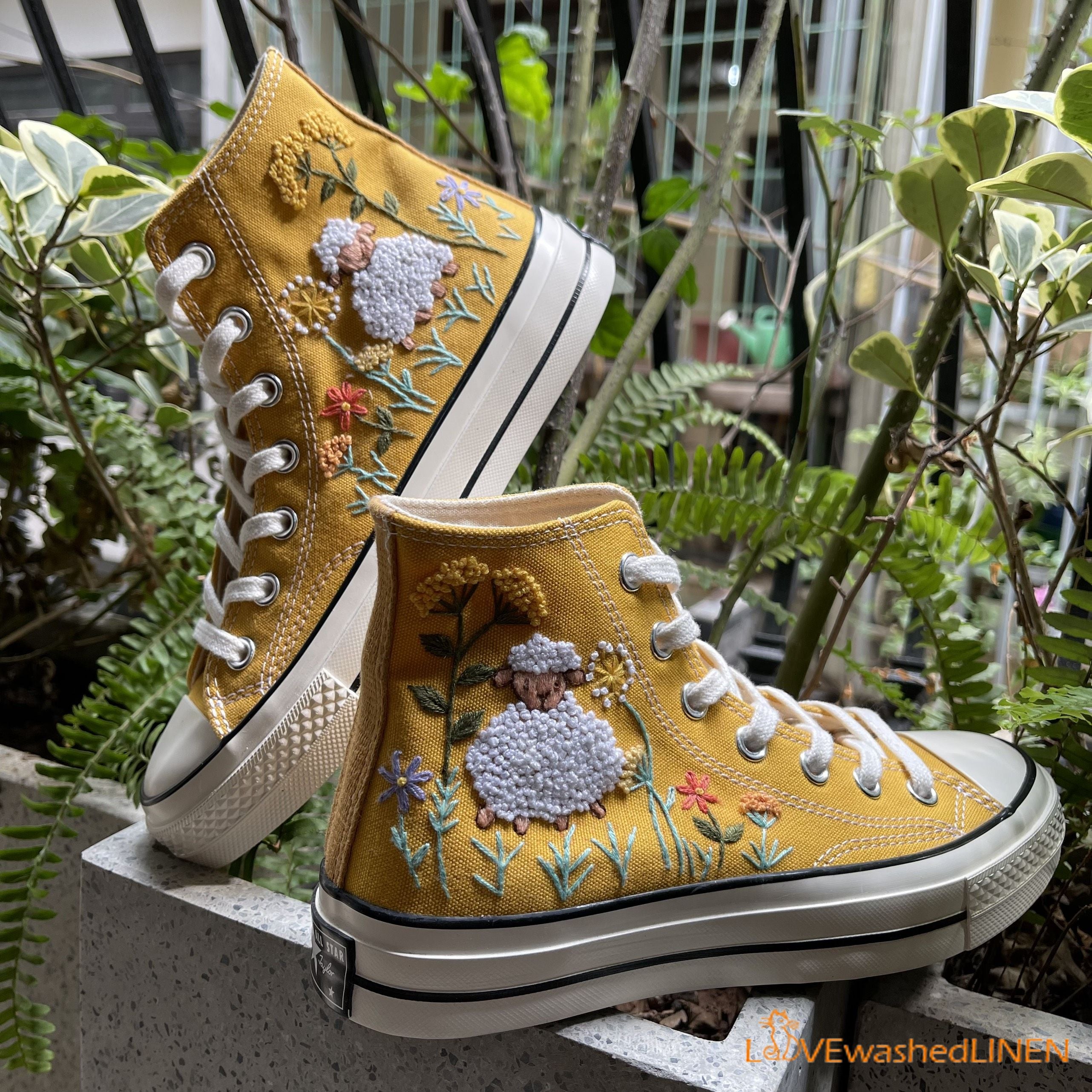 Yellow sale flower converse